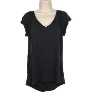 Deletta shimmerwing top black open back v neck